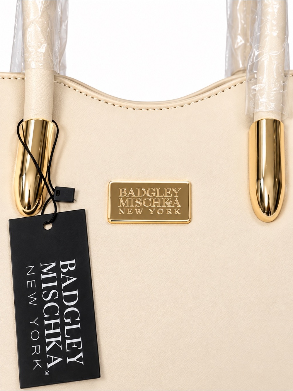 Badgley Mischka Ivory Structured Tote | Gold-Tone Hardware | NWT